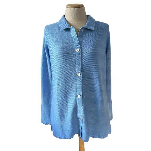 Gretchen Scott Womens Sz Small Blue Button-Up Lightweight Sweater - Picture 9 of 9
